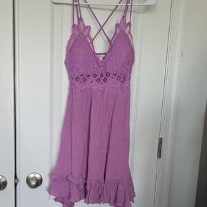 LA MIEL Lavender Crochet-Detail Sundress